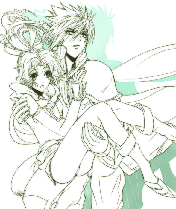 cloud strife and terra branford (final fantasy and 3 more) drawn by asu_(asoras)