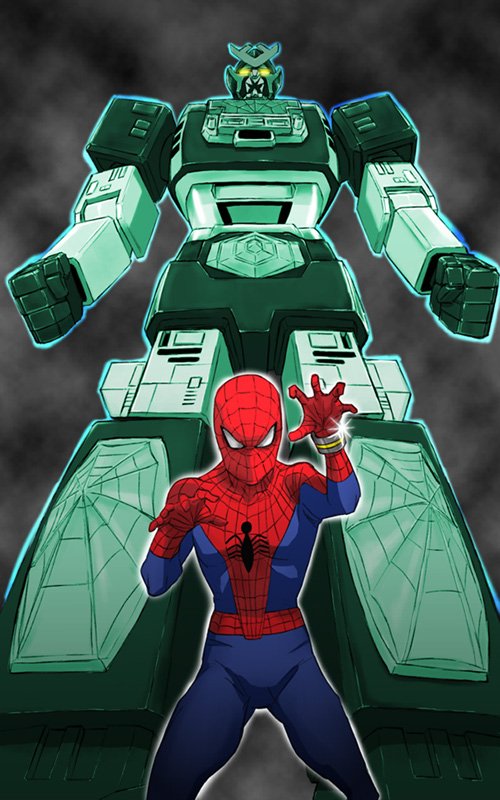 spider-man, leopardon, and yamashiro takuya (marvel and 1 more) drawn by kuruma_hajime