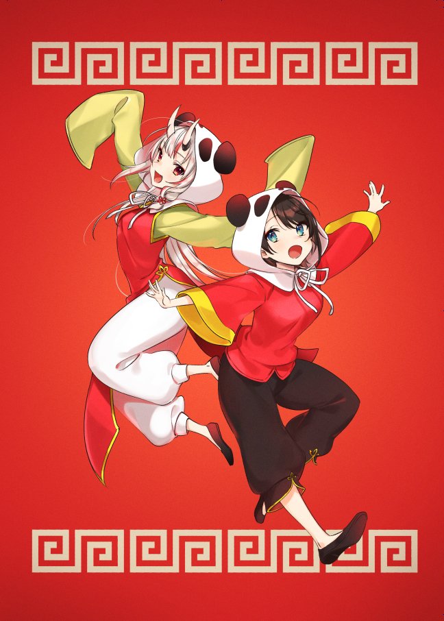 oozora subaru and nakiri ayame (hololive) drawn by nokachoco114