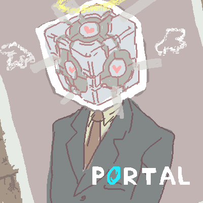 aperture science weighted companion cube (portal and 1 more) drawn by yokoshima_(tirimoti)