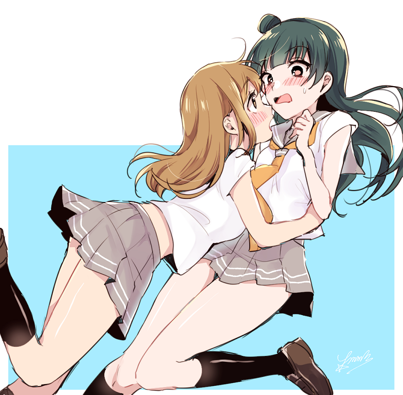 tsushima yoshiko and kunikida hanamaru (love live! and 1 more) drawn by simamura_hibari