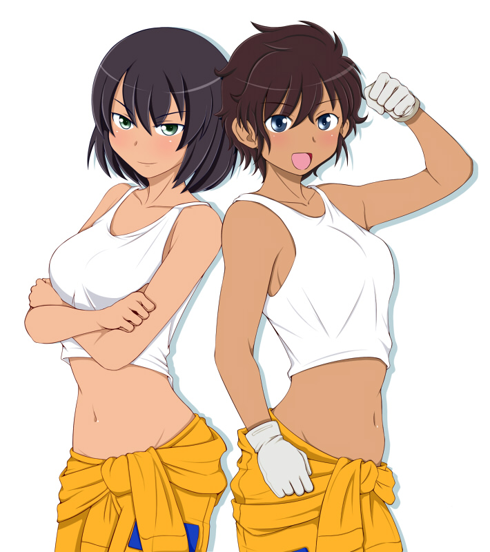 hoshino and suzuki (girls und panzer) drawn by tanaka_rikimaru