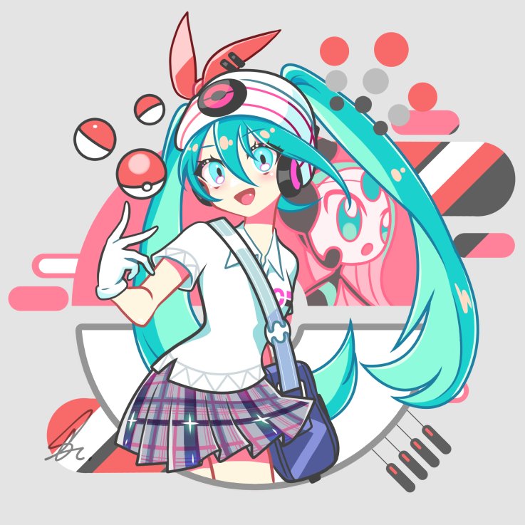 hatsune miku, meloetta, and psychic miku (pokemon and 2 more) drawn by saihate_(d3)