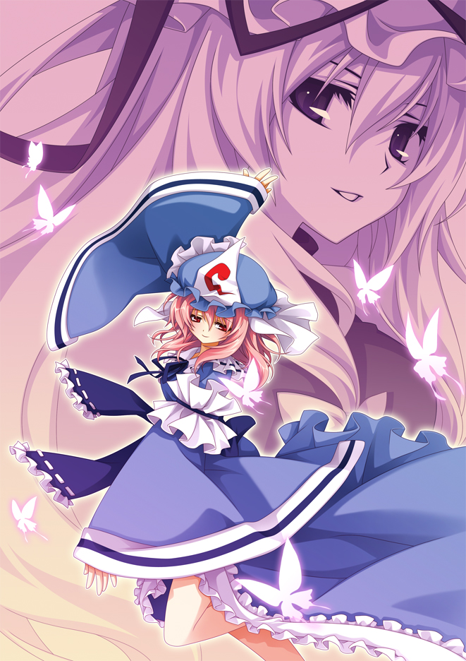 yakumo yukari and saigyouji yuyuko (touhou) drawn by reina_(black_spider)