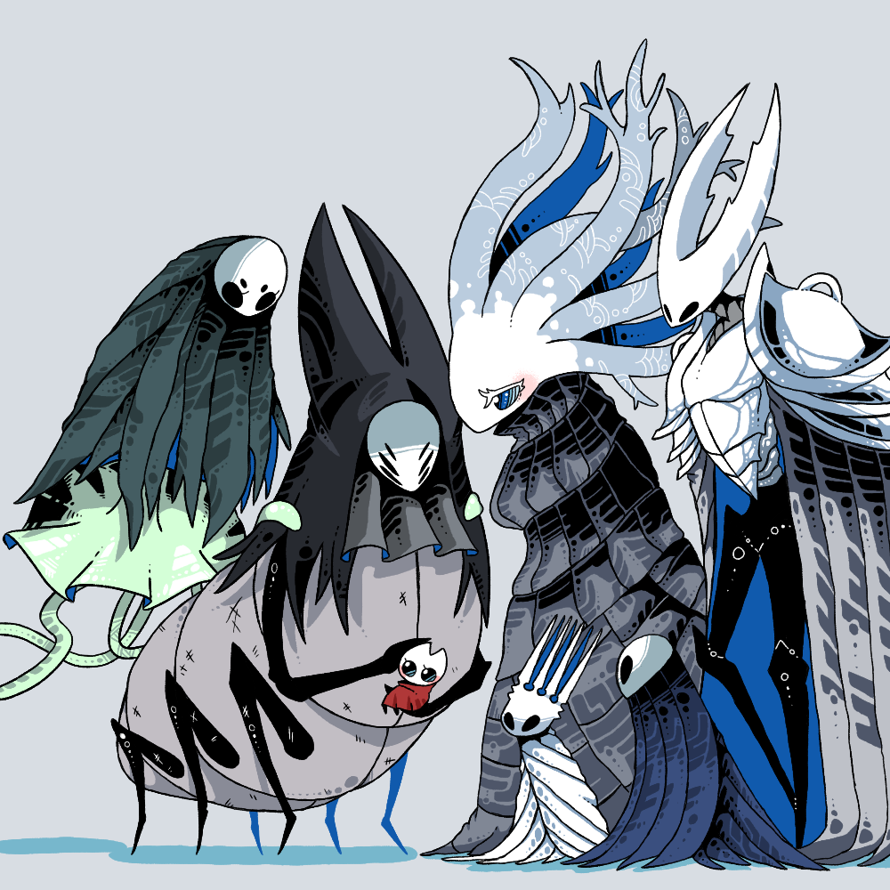 hornet, hollow knight, pale king, white lady, herrah, and 2 more (hollow  knight) drawn by sakana_2-gou