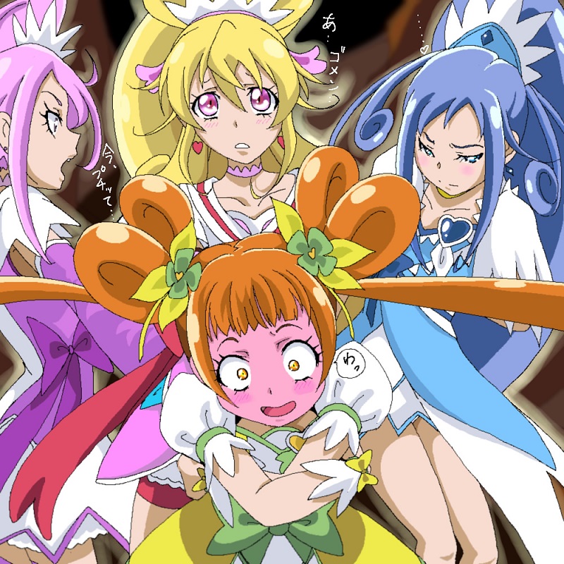 hishikawa rikka, aida mana, kenzaki makoto, yotsuba alice, cure heart, and 3 more (precure and 1 more) drawn by rena_(manta3104)