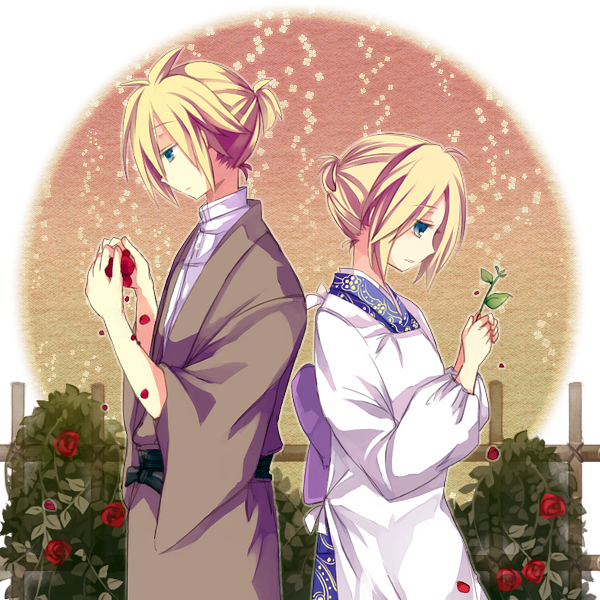 kagamine rin and kagamine len (vocaloid and 1 more) drawn by aruya_(flosrota)
