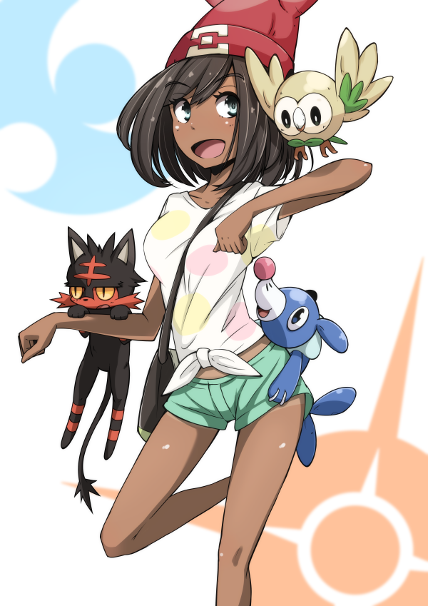 selene, rowlet, popplio, and litten (pokemon and 1 more) drawn by hirayama_(hirayamaniwa)