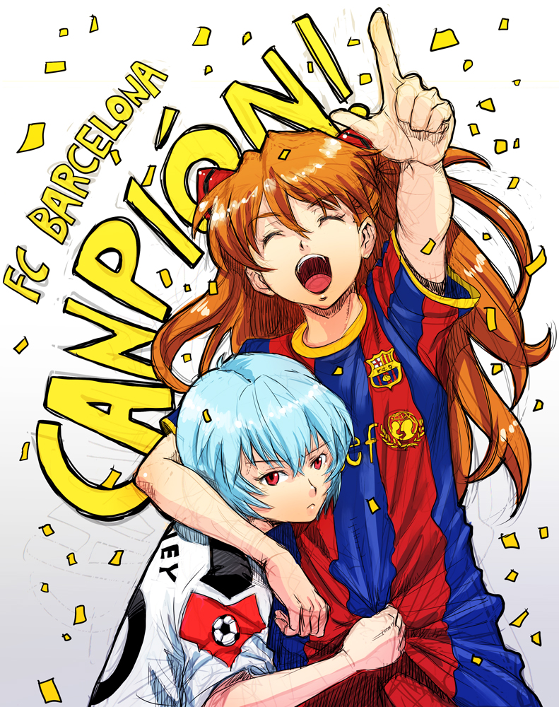 souryuu asuka langley and ayanami rei (neon genesis evangelion and 5 more) drawn by boyaking