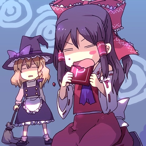 hakurei reimu and kirisame marisa (touhou) drawn by sunakumo