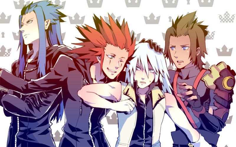 riku, axel, terra, and saix (kingdom hearts and 2 more) drawn by jo_(artist)