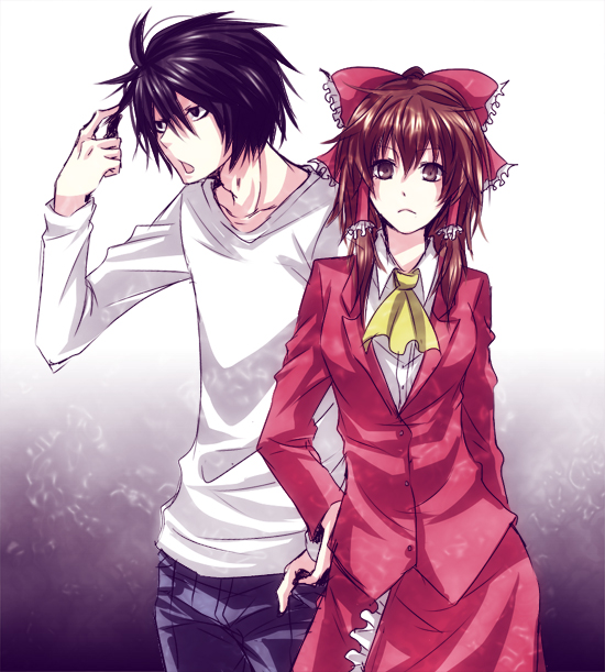 hakurei reimu and l (touhou and 2 more) drawn by ryoko_(game_x_over)