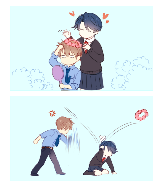 kashima yuu and hori masayuki (gekkan shoujo nozaki-kun) drawn by mery_(yangmalgage)