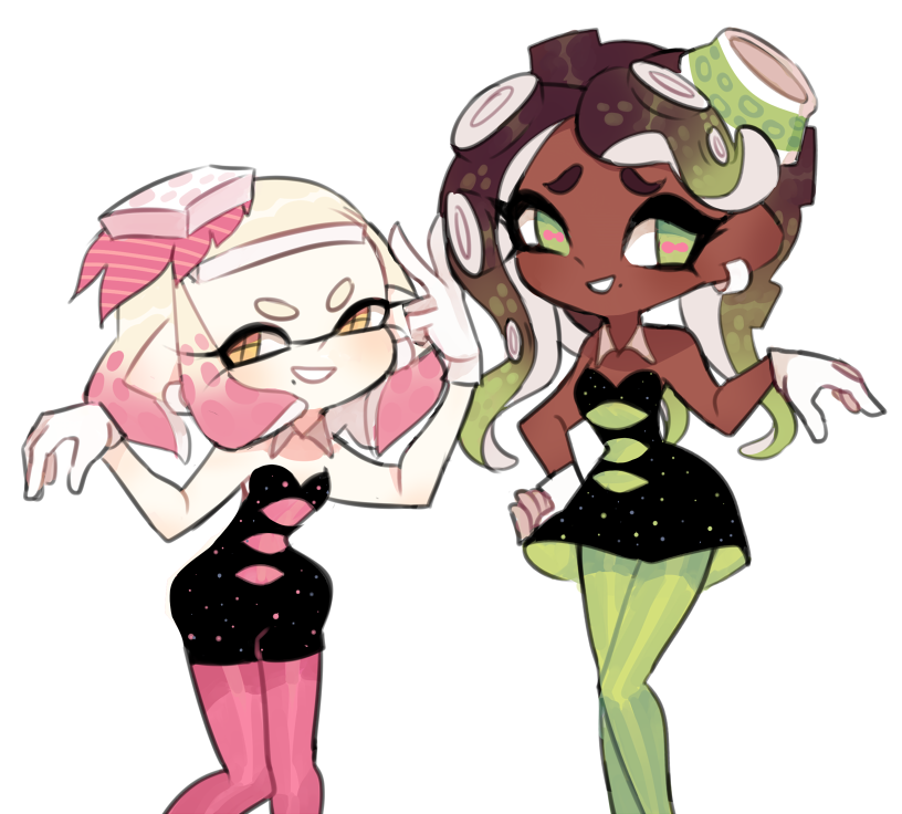 callie, marie, marina, and pearl (splatoon and 1 more) drawn by charamells