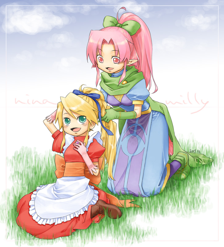 nina and millie chliette (star ocean and 3 more) drawn by aoriku