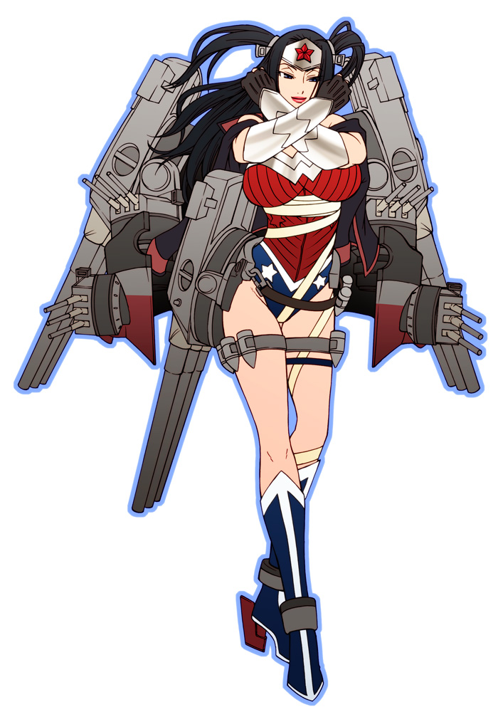 musashi and wonder woman (kantai collection and 2 more) drawn by chiba_toshirou