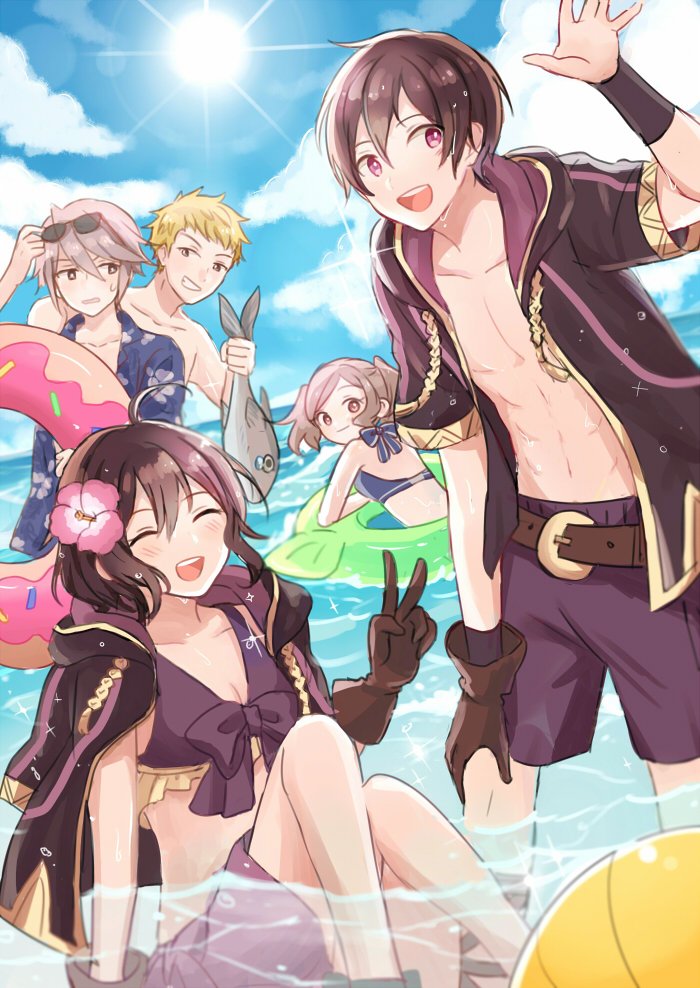 female morgan, male morgan, cynthia, owain, and inigo (fire emblem and 1 more) drawn by dinikee