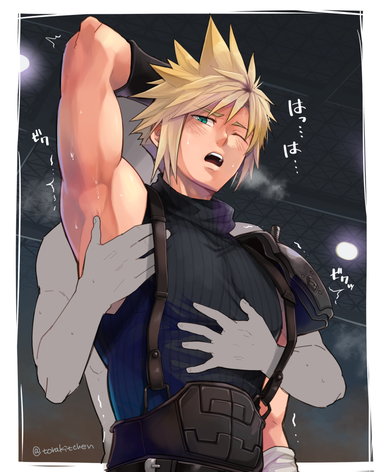 cloud strife (final fantasy and 2 more) drawn by torakichi_(ebitendon)