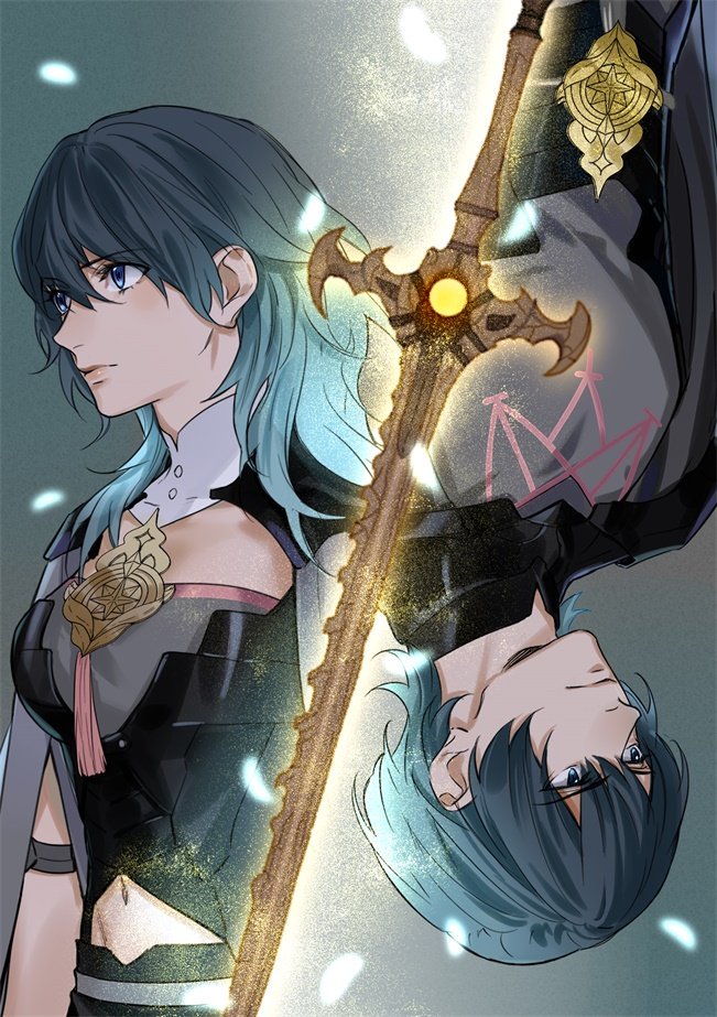 female byleth and male byleth (fire emblem and 1 more) drawn by tang_xinzi