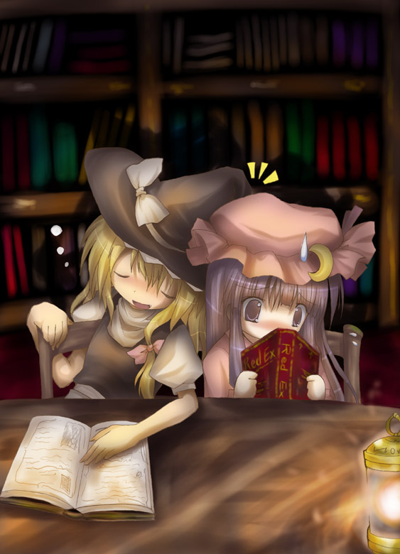 kirisame marisa and patchouli knowledge (touhou) drawn by izumi_yukiru