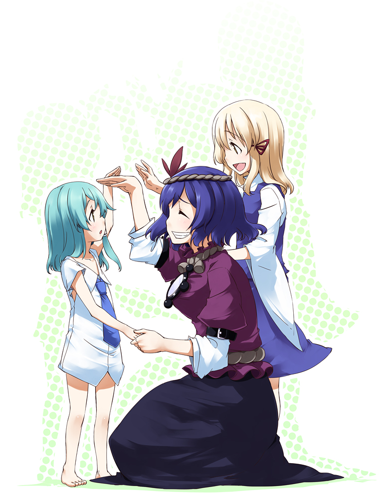 kochiya sanae, moriya suwako, and yasaka kanako (touhou) drawn by sakuraba_yuuki