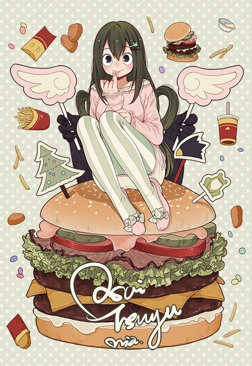 asui tsuyu and tokoyami fumikage (boku no hero academia) drawn by mia0309