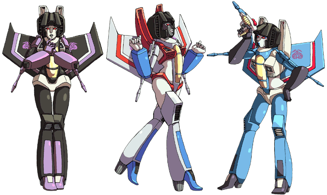 starscream, thundercracker, and skywarp (transformers and 1 more)