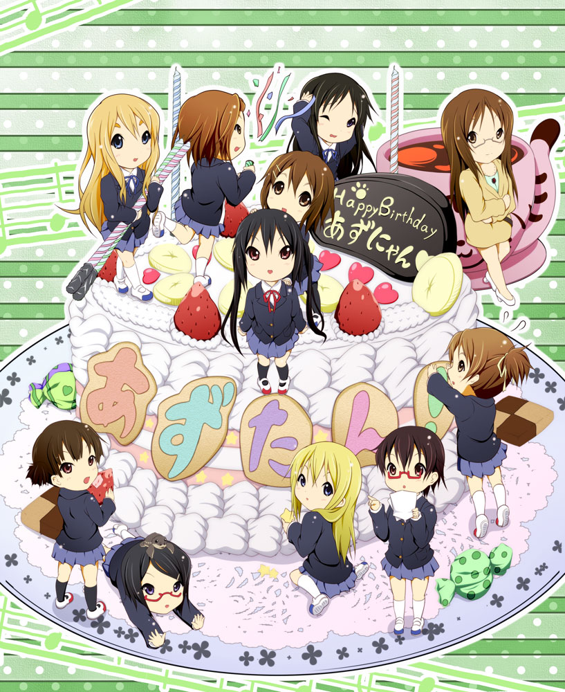 akiyama mio, nakano azusa, hirasawa yui, tainaka ritsu, kotobuki tsumugi, and 6 more (k-on! and 1 more) drawn by yuuzaki_takumi