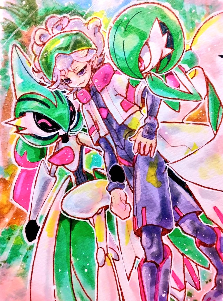 gardevoir, bede, and iron valiant (pokemon and 1 more) drawn by katathumuri