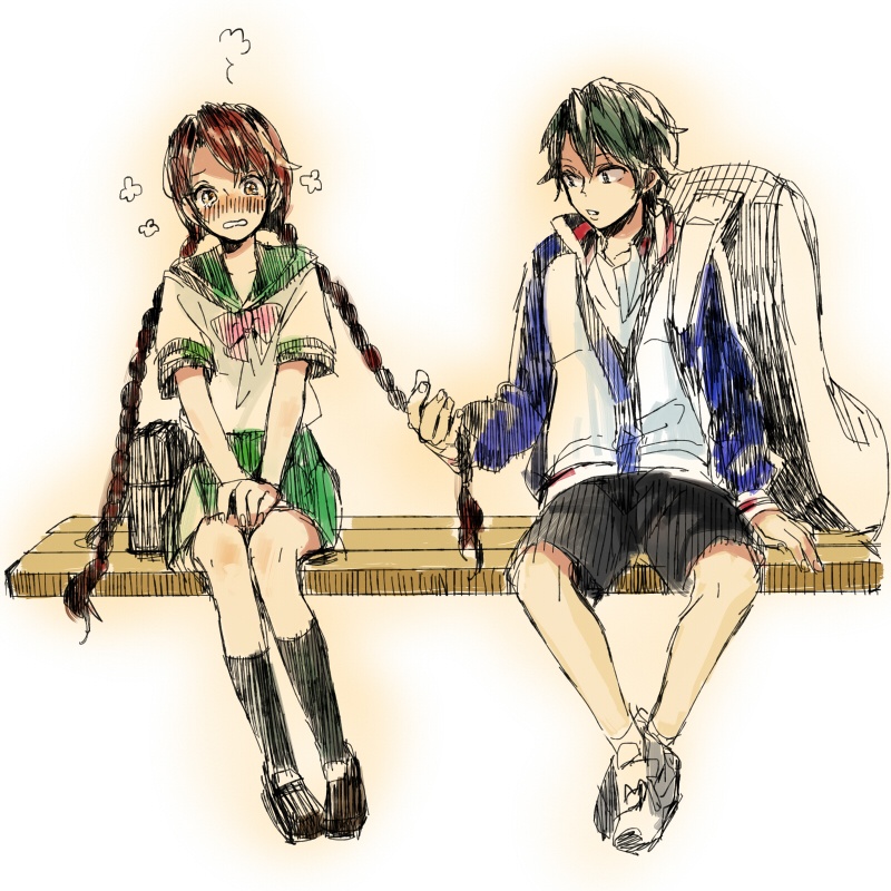 echizen ryooma and ryuuzaki sakuno (tennis no ouji-sama) drawn by edanaka_(abcm)