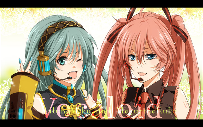 hatsune miku and megurine luka (vocaloid) drawn by moja_(artist)