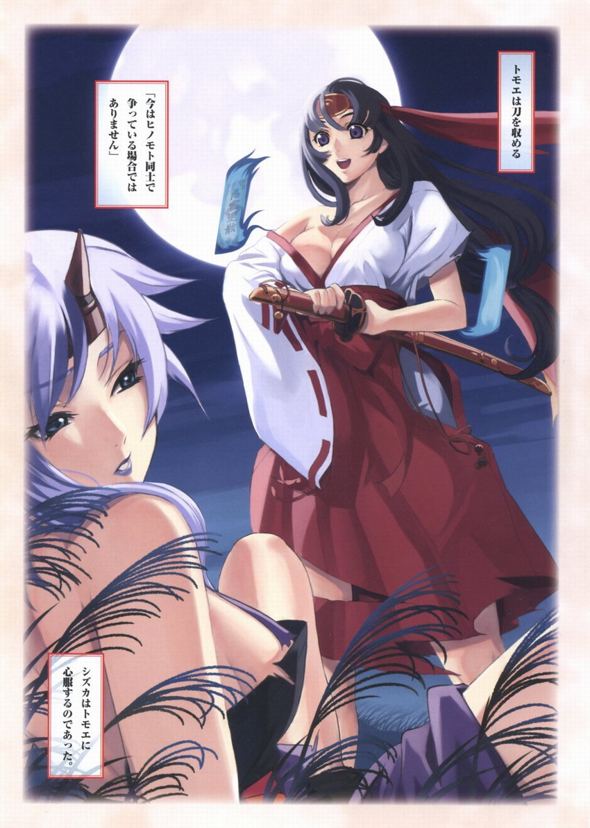 tomoe, musha miko tomoe, and shizuka (queen's blade) drawn by eiwa