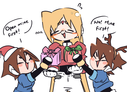 aile, vent, and girouette (mega man and 1 more) drawn by ghosty_entity