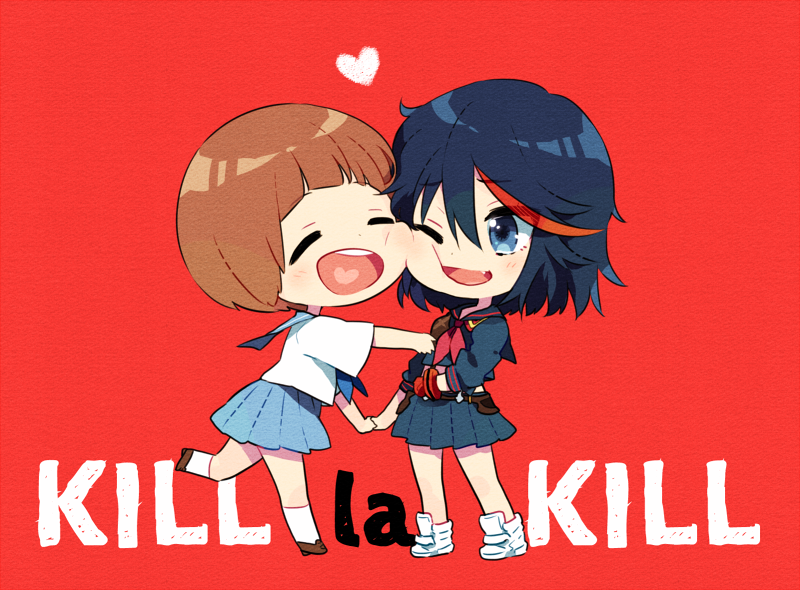 matoi ryuuko, senketsu, and mankanshoku mako (kill la kill) drawn by tayako