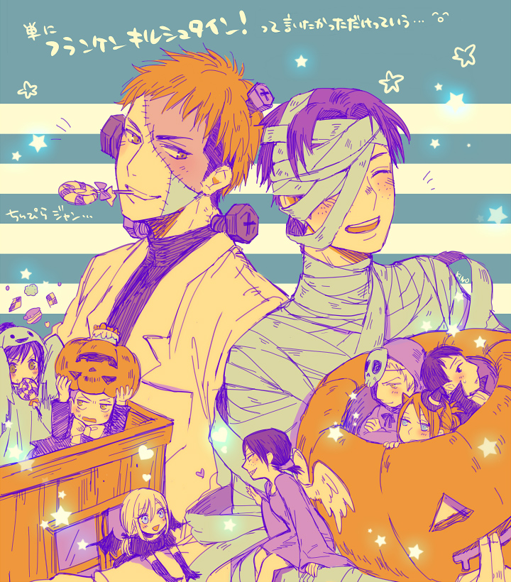 krista lenz, reiner braun, ymir, annie leonhart, bertolt hoover, and 4 more (shingeki no kyojin) drawn by kino25_n