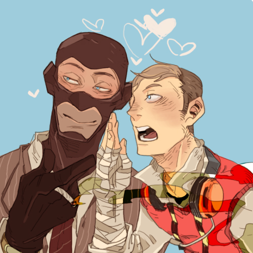 scout, spy, red scout, and red spy (team fortress 2) drawn by 22_(tak_ja)