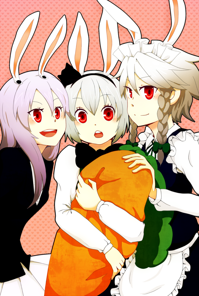 izayoi sakuya, konpaku youmu, and reisen udongein inaba (touhou) drawn by nagihara_rion