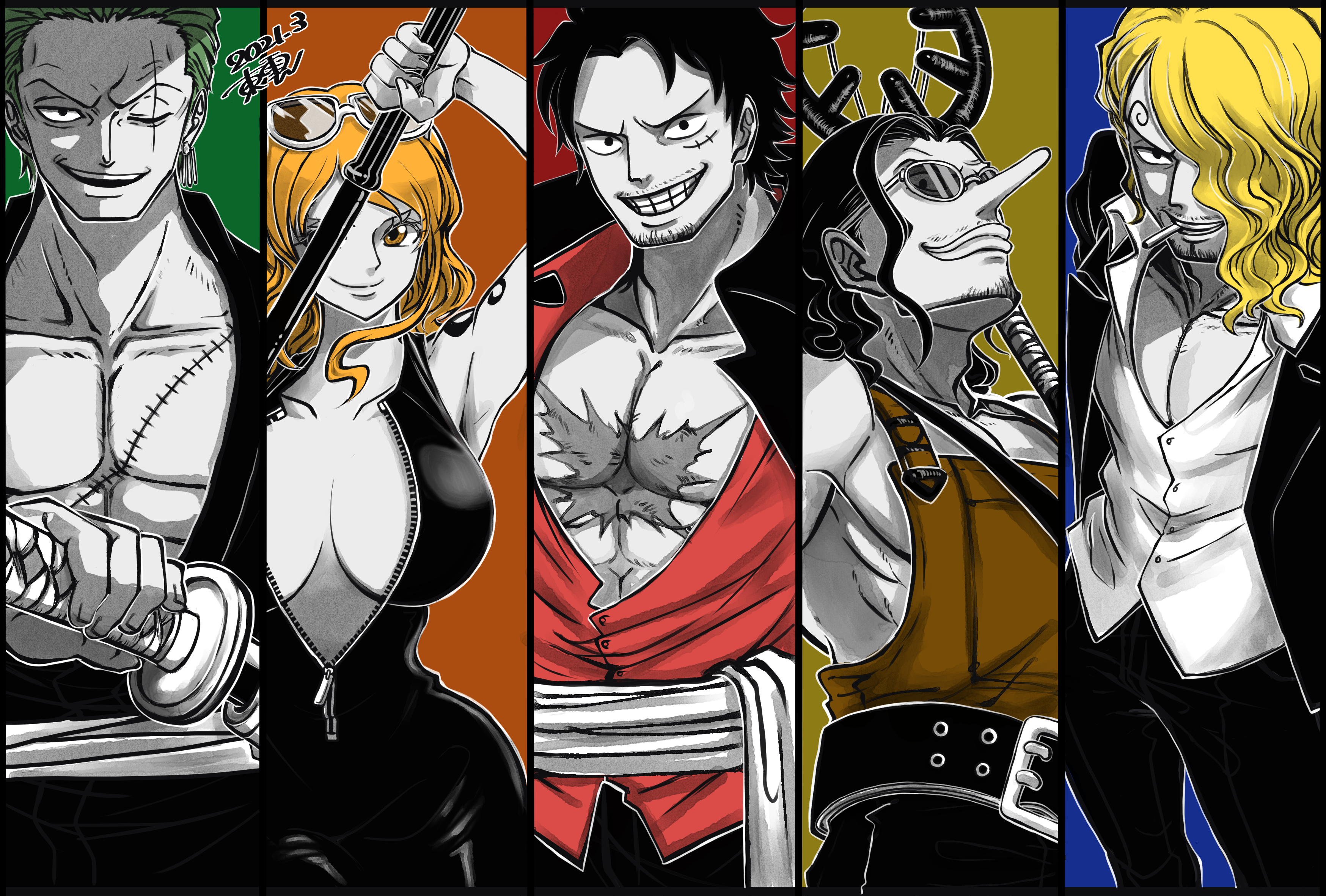 Nami Monkey D Luffy Roronoa Zoro Sanji And Usopp One Piece Drawn By Shinonome 7566ani Danbooru