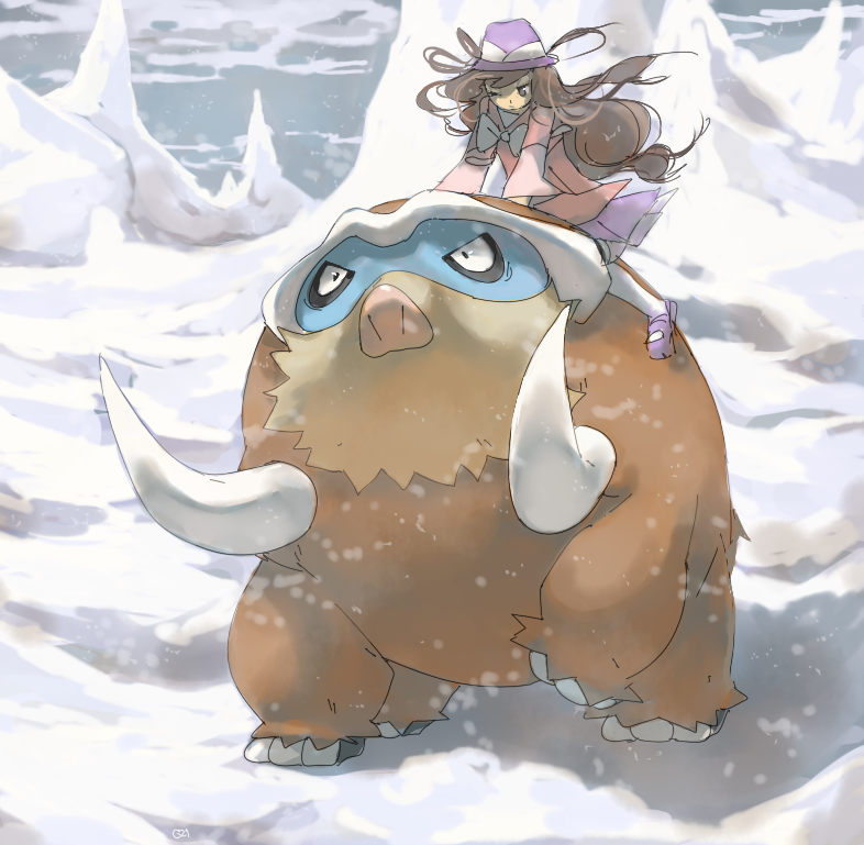 serena and mamoswine (pokemon and 1 more) drawn by pinkgermy