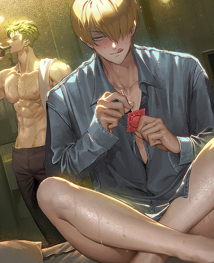 roronoa zoro and sanji (one piece) drawn by runa_(nori31291404)