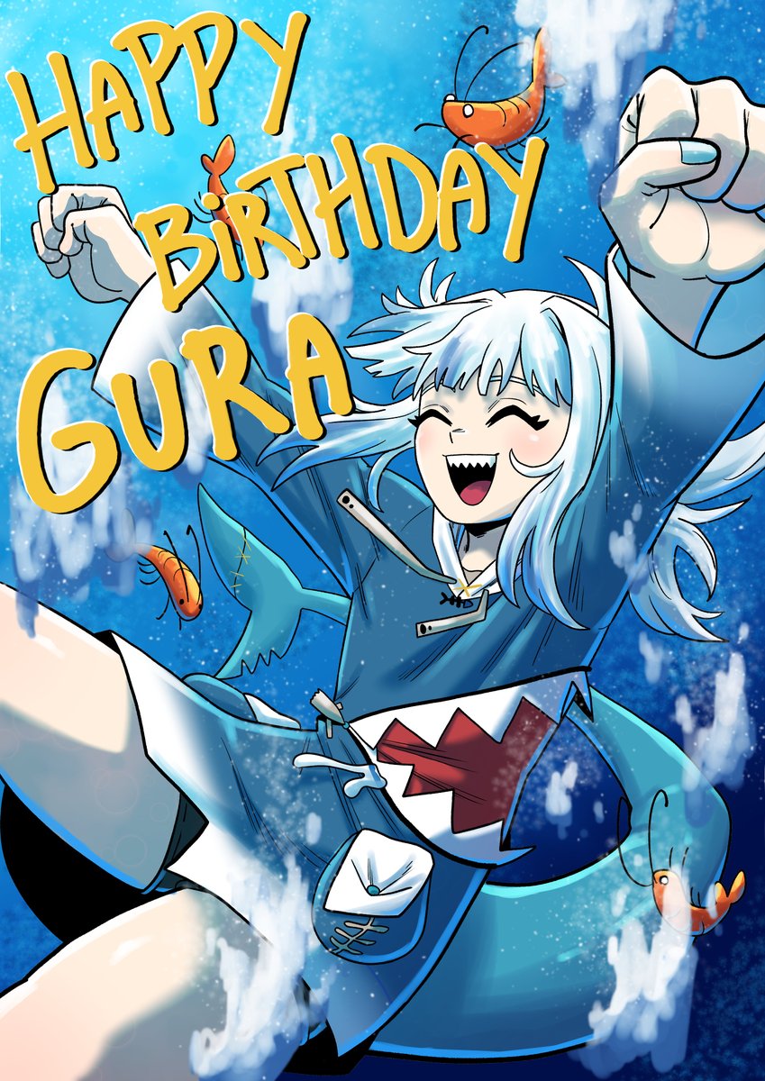 gawr gura (hololive and 1 more) drawn by spriggantweet