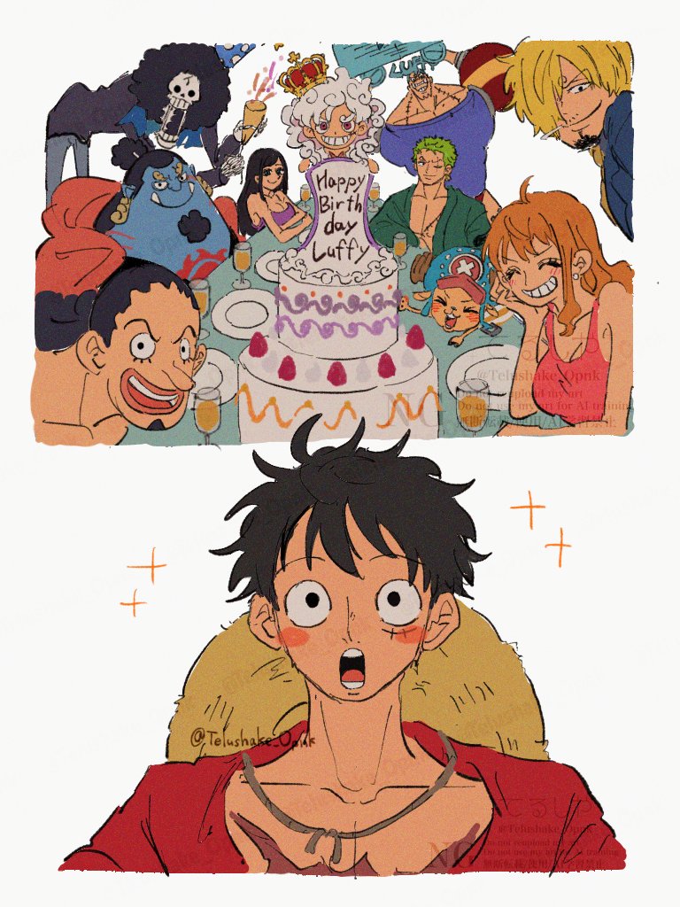 nami, monkey d. luffy, nico robin, roronoa zoro, sanji, and 5 more (one piece) drawn by telushake_opnk