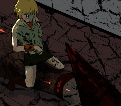 pyramid head and heather mason (silent hill and 2 more) drawn by 26z