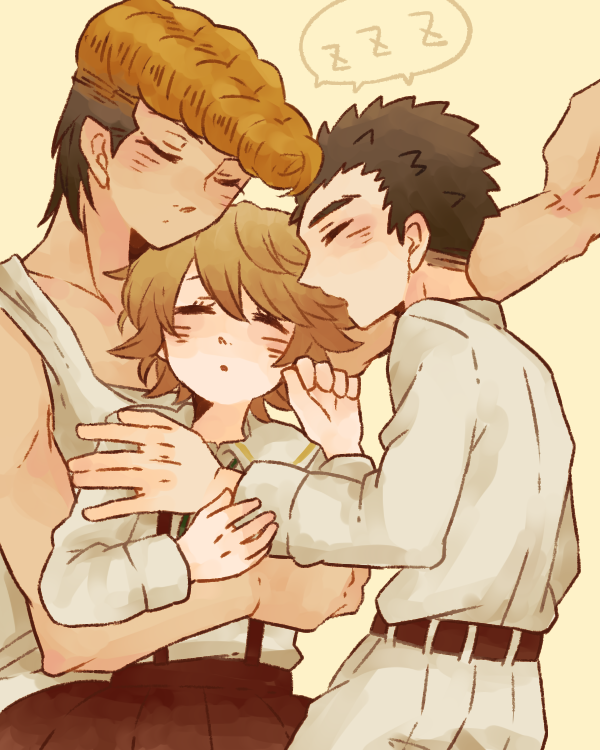 fujisaki chihiro, ishimaru kiyotaka, and owada mondo (danganronpa and 1 more) drawn by yamu_(chuuuu_xx)