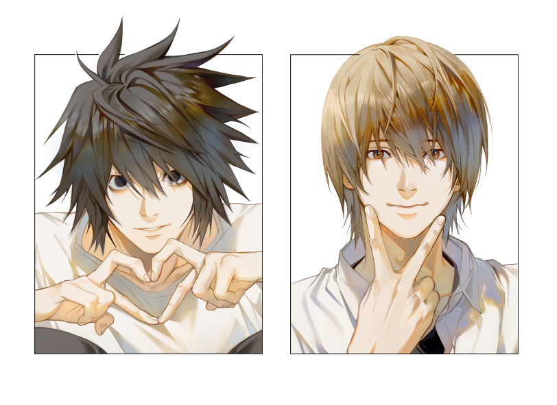 yagami light and l (death note) drawn by ruttika_shin