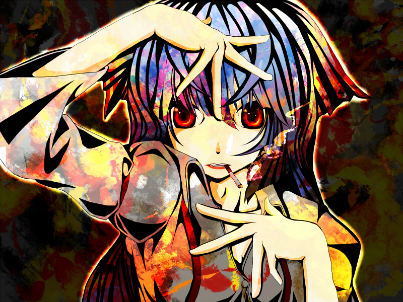 fujiwara no mokou (touhou) drawn by tokoroten_(hmmuk)