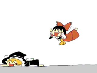 hakurei reimu and kirisame marisa (touhou) drawn by gratin-dori