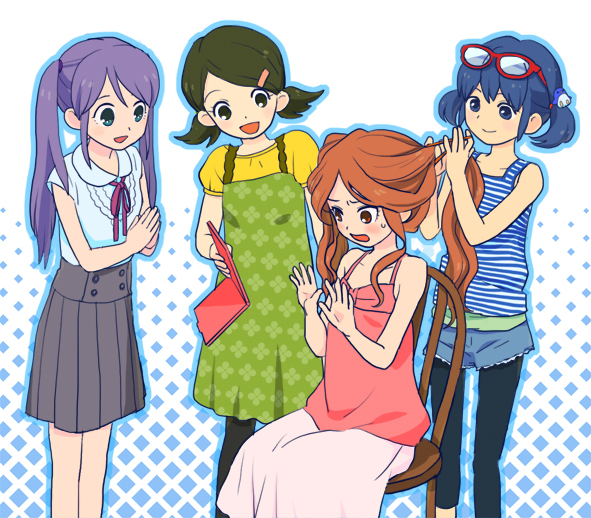 otonashi haruna, raimon natsumi, kudou fuyuka, and kino aki (inazuma eleven) drawn by nomuo_(shiromi)