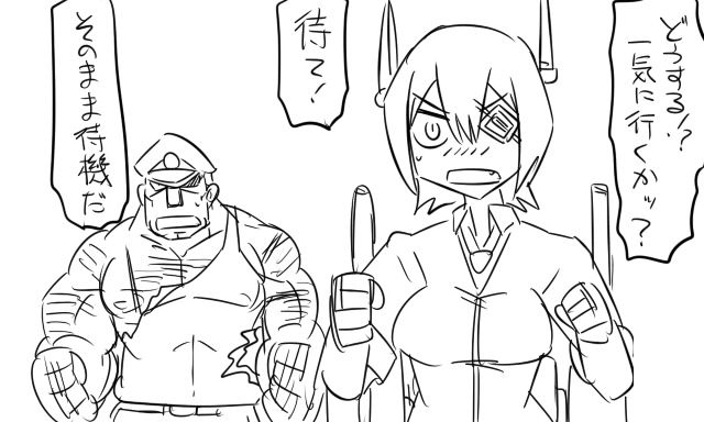 admiral, tenryuu, and matsuda chiyohiko (kantai collection) drawn by tonda