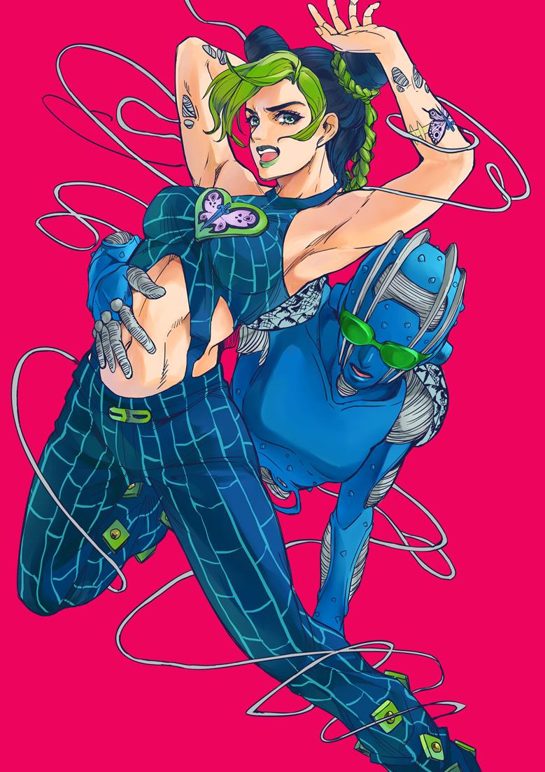 kujo jolyne and stone free (jojo no kimyou na bouken and 1 more) drawn by yuukobocchi